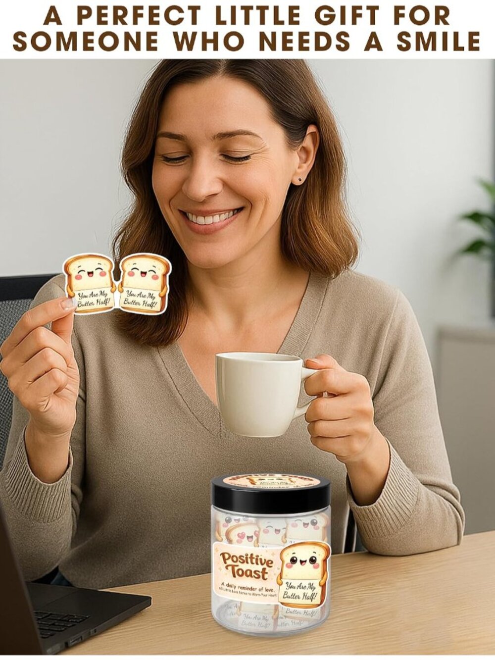 Positive Toast Jar – Cute Toast Love Notes with 60 Romantic Messages, Gifts for - Picture 6 of 6